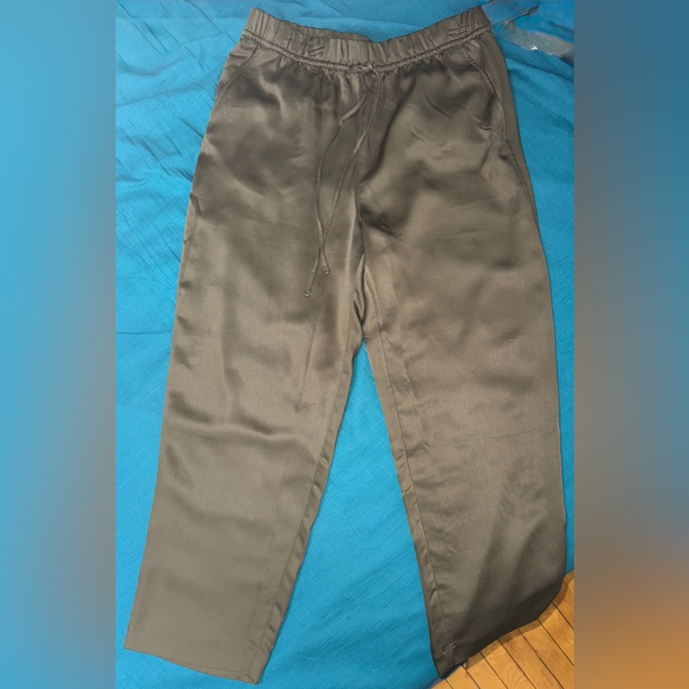 Satin pants from H&M, size M, khaki